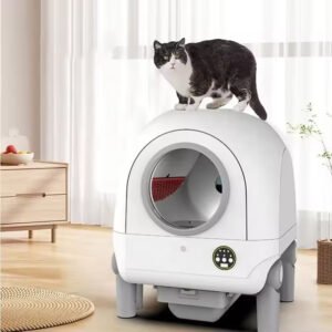 gpc0005 large space automatic cat litter box smart cat toilet double self cleaning feature easy clean small footprint plastic/pp