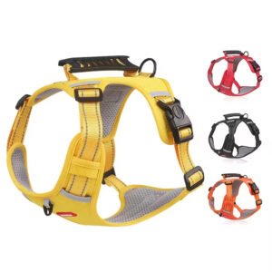 bdh0003 adjustable nylon pet dog cat harness breathable vest with reflective stripe animal pattern comfortable chest straps leash leads