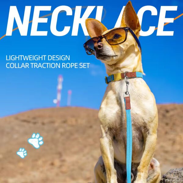 gpl0002 new solid pattern polyester pet collar set for small and medium sized dogs anti breakaway padded dog leash collar