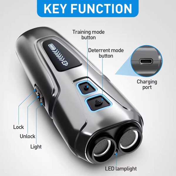 gdt0013 portable ultrasonic dog repeller deterrent device anti barking stop control bark training tool dog repellent with led flashlight