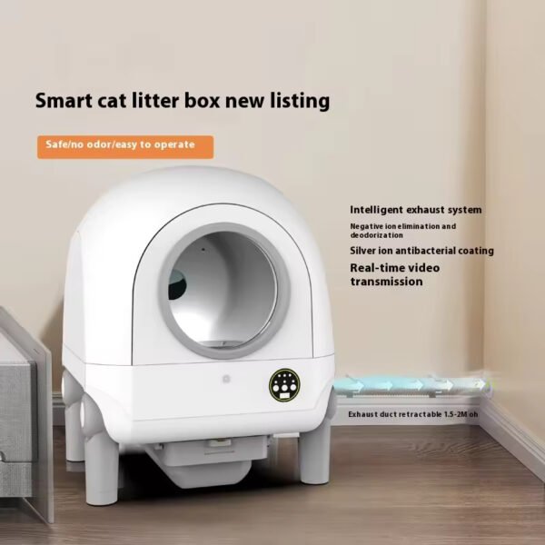 gpc0005 large space automatic cat litter box smart cat toilet double self cleaning feature easy clean small footprint plastic/pp
