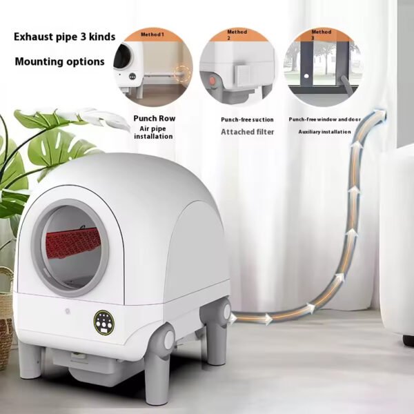gpc0005 large space automatic cat litter box smart cat toilet double self cleaning feature easy clean small footprint plastic/pp