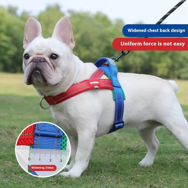 bdh0006 fashionable reflective saddle harness for dogs wide polyester color block webbing no pull design comfortable padded chest plate
