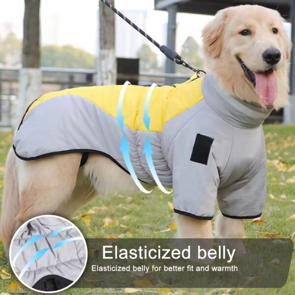 pcl0007 fullbody pet coat with harness warm dog jacket reflective turtleneck dog snow jacket snowsuit two legged large dogs clothes