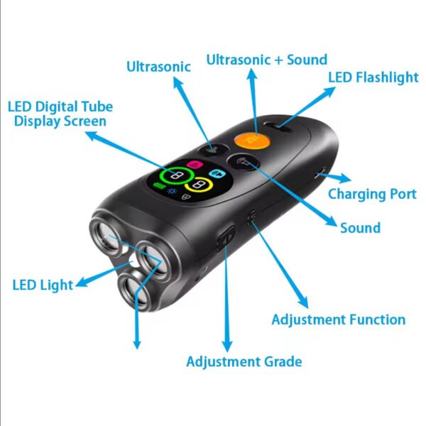 gdt0012 rechargeable pet anti barking training device electronic flashlight bark control deterrent ultrasonic dog repellent