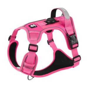 reflective strips no choke front o ring breathable mesh dog harness with airtag
