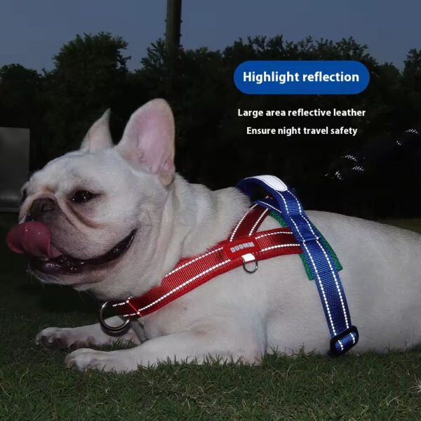 bdh0006 fashionable reflective saddle harness for dogs wide polyester color block webbing no pull design comfortable padded chest plate