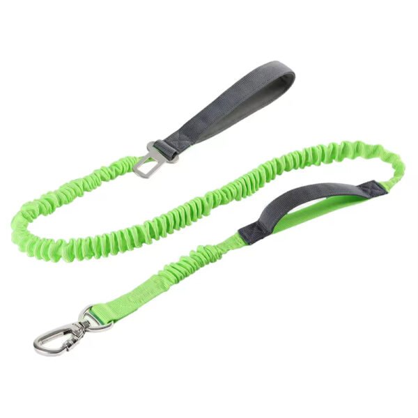 multifunctional explosion proof nylon bungee dog leash with comfort sponge handle, carabiner clip and no pull ergonomic grip for for walking