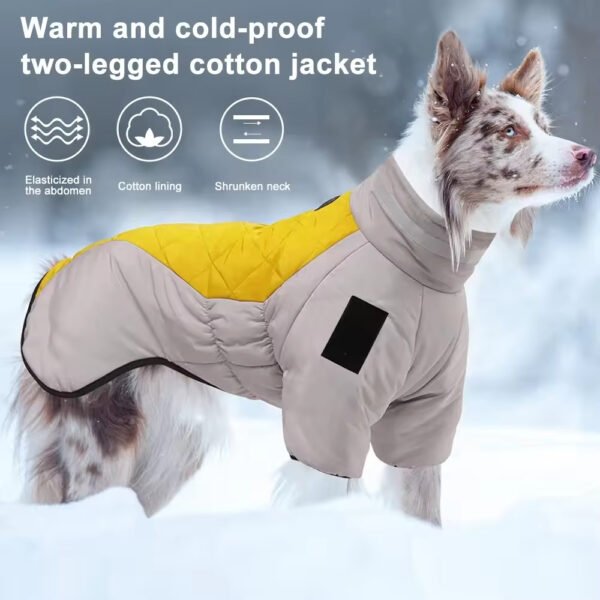pcl0007 fullbody pet coat with harness warm dog jacket reflective turtleneck dog snow jacket snowsuit two legged large dogs clothes