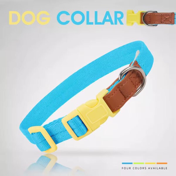 gpl0002 new solid pattern polyester pet collar set for small and medium sized dogs anti breakaway padded dog leash collar