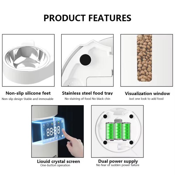 gpf0001 4l smart dosing automatic pet feeder modern app bluetooth dual camera cat dog feeder plastic charged power source