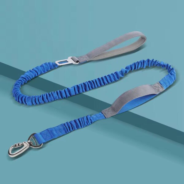 multifunctional explosion proof nylon bungee dog leash with comfort sponge handle, carabiner clip and no pull ergonomic grip for for walking