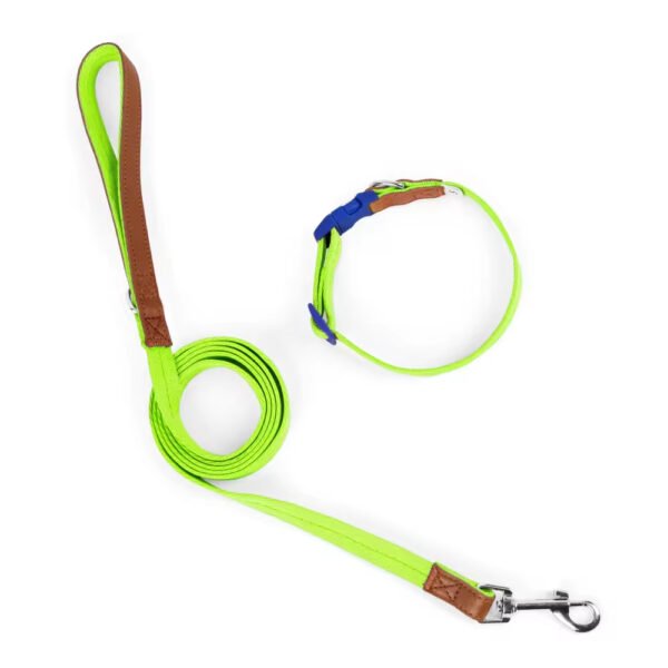 gpl0002 new solid pattern polyester pet collar set for small and medium sized dogs anti breakaway padded dog leash collar